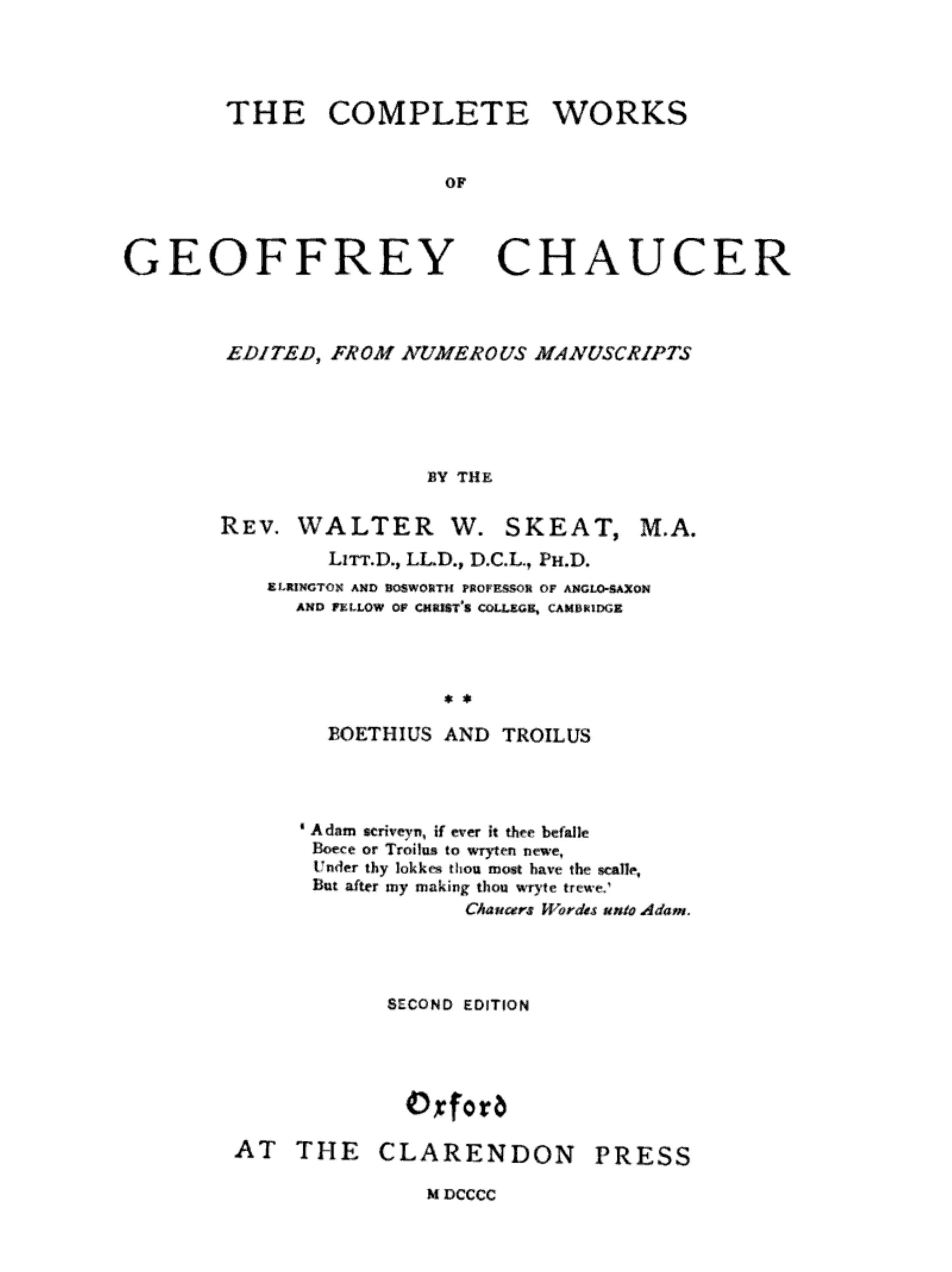 Chaucer's Works, Volume 2 — Boethius and Troilus - Geoffrey Chaucer